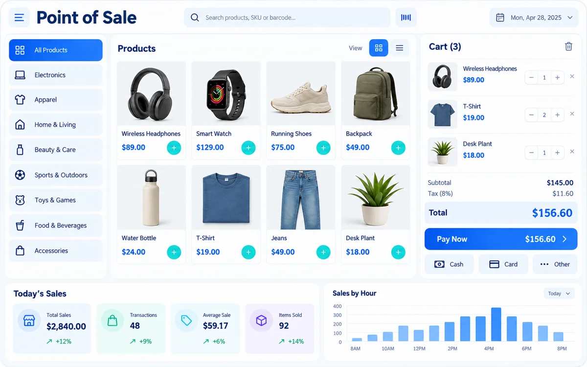 Retail point-of-sale software interface concept